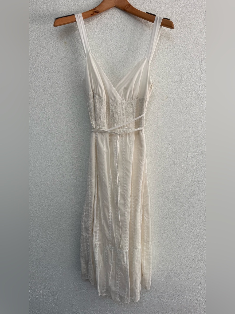 Women's Cream Midi Slip Dress with Delicate Straps